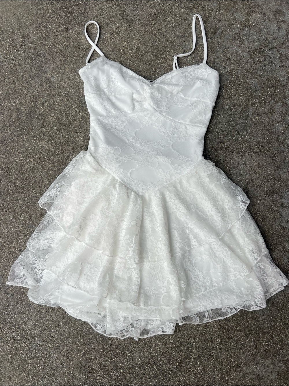Windsor White Lace Spaghetti Strap Mini Dress